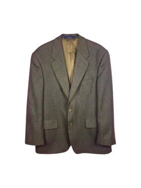 Chaps Ralph Lauren Vintage Houndstooth Tweed Sport Coat Wool Brown Men's 46R